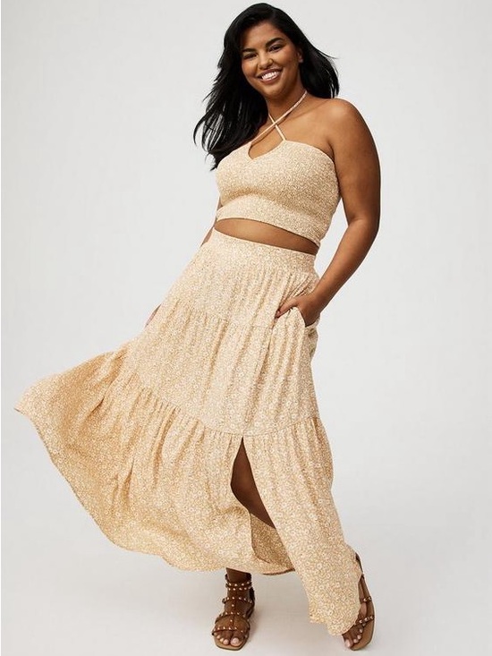 torrid Dresses & Skirts - Torrid 5X Ditsy Floral Boho Maxi Skirt Set Smocked Crop Top Festival Cottagecore